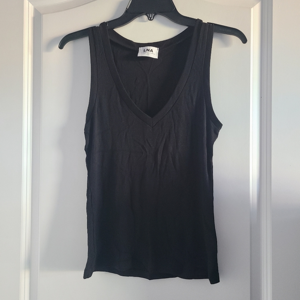 LNA Ribbed V-neck Tank Top Size Small